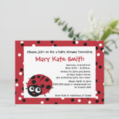 Invitation Joli petit BABY SHOWER rouge Ladybug (Debout devant)
