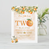 Invitation Joli Petit Bébé Orange 2e Anniversaire (Debout devant)