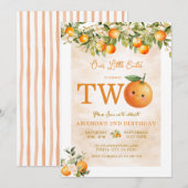 Invitation Joli Petit Bébé Orange 2e Anniversaire (Devant / Derrière)