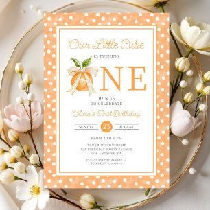 Invitation Joli petit bébé orange Citrus 1er anniversaire