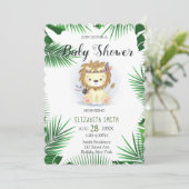 Invitation Joli petit Boho Lion bébé garçon douche (Debout devant)