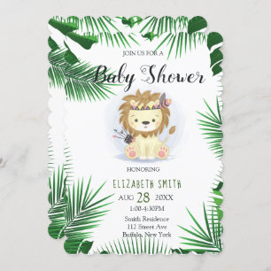 Invitation Joli petit Boho Lion bébé garçon douche