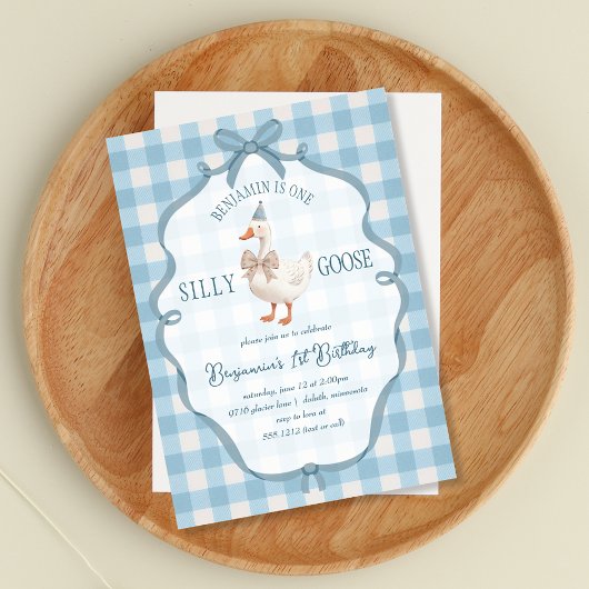 Invitation Joli Petit Canard Bleu Premier Anniversaire