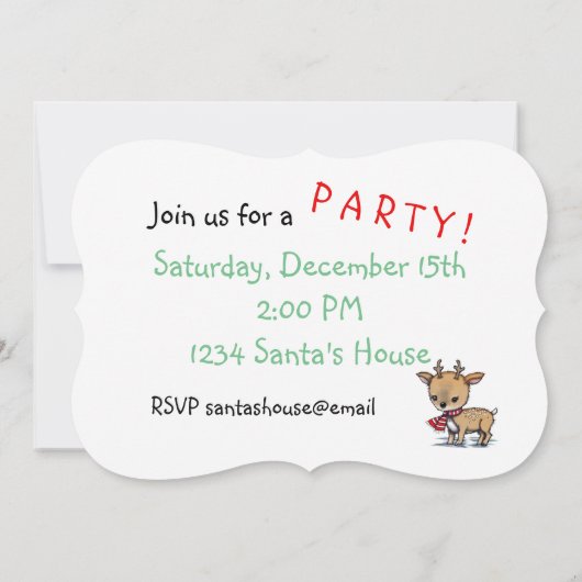 Invitation Joli Petit Cerf et Lapin Art Illustré (Dos)