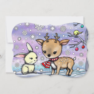 Invitation Joli petit cerf et lapin illustrés