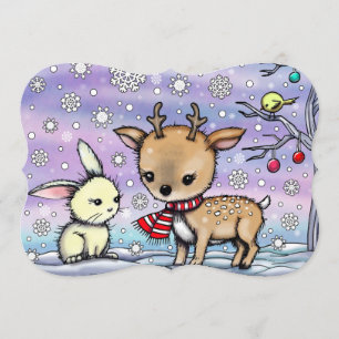 Invitation Joli petit cerf et lapin illustrés
