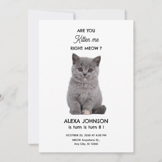 Invitation Joli petit chaton  (Devant)