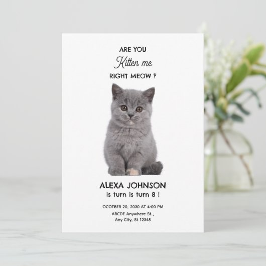 Invitation Joli petit chaton  (Debout devant)