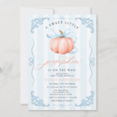 Invitation Joli petit Citrouille Automne Bleu Bow Baby shower (Devant)