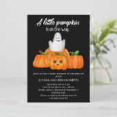 Invitation Joli Petit Citrouille En Route Baby shower (Debout devant)