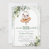 Invitation Joli petit cygne avec robe tutu or vert (Devant)