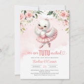 Invitation Joli petit cygne avec tutu robe or éclatant (Devant)