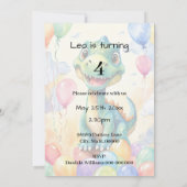 Invitation Joli petit dinosaure avec beaucoup de ballons colo (Dos)