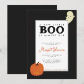 Invitation Joli petit fantôme Boo et bébé citrouille illustré (Devant / Derrière)