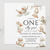 Invitation joli petit fou ,Un Fou Canard 1ère Fête (Devant / Derrière)