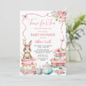 Invitation Joli Petit Lapin Rabbit Tea Party Baby shower (Debout devant)