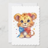 Invitation Joli petit lion avec Cravate Bow Baby shower garço (Dos)