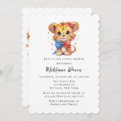 Invitation Joli petit lion avec Cravate Bow Baby shower garço (Devant / Derrière)
