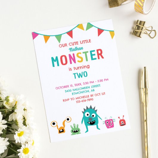 Invitation Joli Petit Monster Anniversaire Garçon Halloween