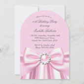 Invitation Joli Pink Pearl Jewel Bow fête d'anniversaire (Dos)