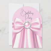 Invitation Joli Pink Pearl Jewel Bow fête d'anniversaire (Devant)