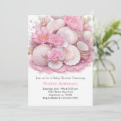 Invitation Joli Pink Sea Shell Aventure Baby shower fille (Debout devant)