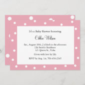 Invitation Joli Pois rose (Devant / Derrière)