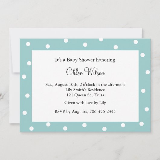 Invitation Joli Pois turquoise (Devant)