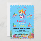 Invitation Joli poisson requin arc-en-ciel fête d'anniversair (Devant)