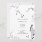 Invitation Joli poney et écureuils Bois Cheval Anniversaire (Dos)