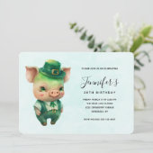 Invitation Joli porc vert Fairytale dans un joli Anniversaire (Debout devant)