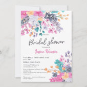 Invitation Joli pressé fleurs script chic douche nuptiale (Devant)