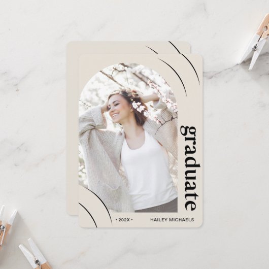 Invitation Joli Pretty Pink Arch Photo Graduation Party (Devant/Arrière en situation)