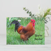 Invitation Joli profil de poulet rouge Photo Anniversaire (Debout devant)