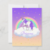 Invitation Joli Purple Sweet Dreams Rainbow Unicorn (Devant)