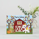 Invitation Joli Rainbow Pony et grange Cheval d'automne Anniv (Debout devant)