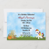 Invitation Joli Rainbow Pony et grange Cheval d'automne Anniv (Dos)