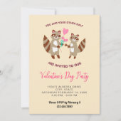 Invitation joli raton laveur valentine's day party diner coeu (Devant)