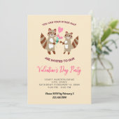 Invitation joli raton laveur valentine's day party diner coeu (Debout devant)
