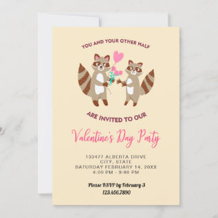 Invitation joli raton laveur valentine's day party diner coeu