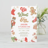 Invitation Joli Red Green Garçons Oh Quel Amusant Anniversair (Debout devant)