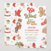 Invitation Joli Red Green Garçons Oh Quel Amusant Anniversair (Devant / Derrière)