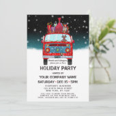 Invitation Joli Red Père Noël Van Reindeer Chien de vacances (Debout devant)