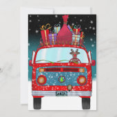 Invitation Joli Red Père Noël Van Reindeer Chien de vacances (Dos)