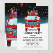 Invitation Joli Red Père Noël Van Reindeer Chien de vacances (Devant / Derrière)