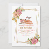 Invitation Joli renard couché Gold Parties scintillant fille (Devant)