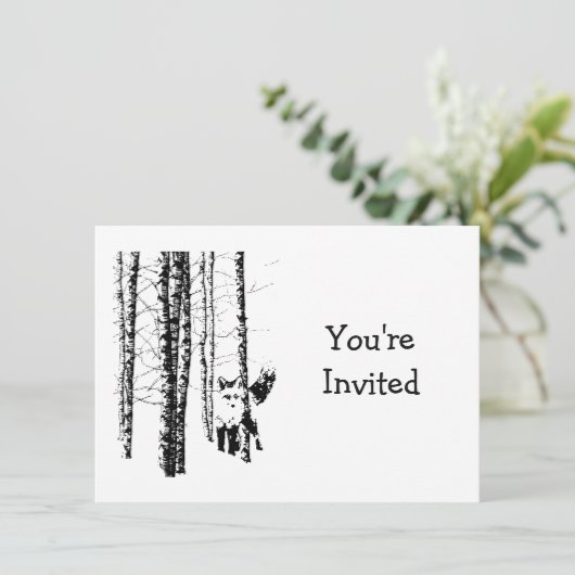 Invitation Joli renard de forêt Art animalier Mariage Anniver (Debout devant)