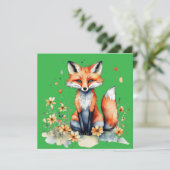 Invitation Joli renard floral (Debout devant)