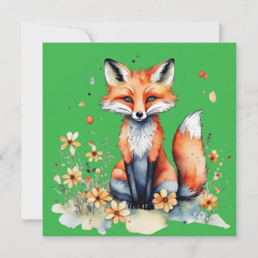 Invitation Joli renard floral (Devant)