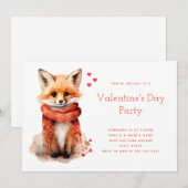 Invitation Joli renardeau dans une écharpe rouge pour la Sain (Devant / Derrière)